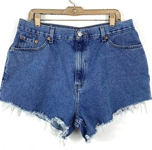 Levi's Vintage  Denim Shorts Sz 18W 90s Cut Offs Medium Wash Jean Cotton Raw Edge