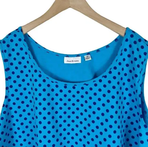 Joan Rivers NWOT  Blue Polka Dot Sleeveless Top Tank Top Size 3X