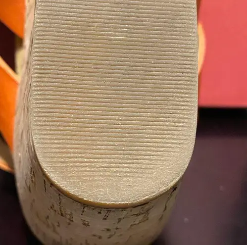 Cobb Hill by Rockport Alleah slingback wedge sandal size 9W Orange w/ cork sole