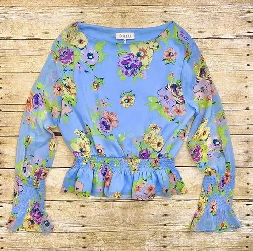 WAYF  Floral Cinch Waist and Sleeves Blouse