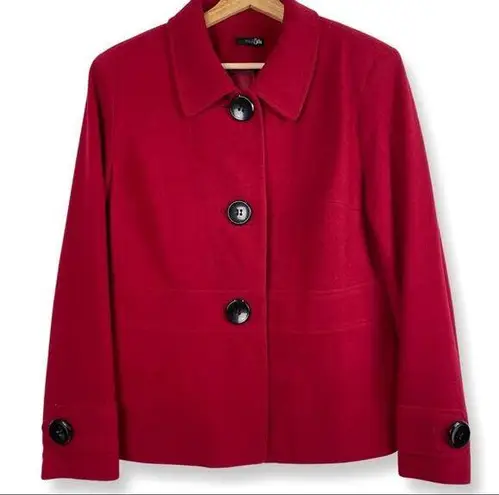 East 5th Red Blazer Jacket Classic Career Minimalist Holiday Wool Blend Large