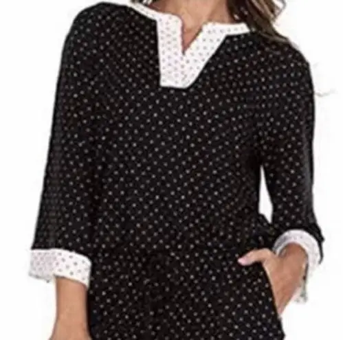 Flora Nikrooz Black White Polka Dot Pajama Top Small