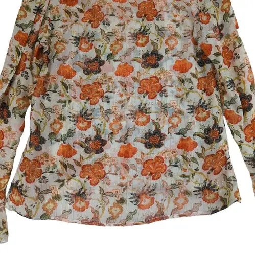 Raga Bell Sleeve Button-down Top Women's Small Vintage Floral Beige Gold Stripes