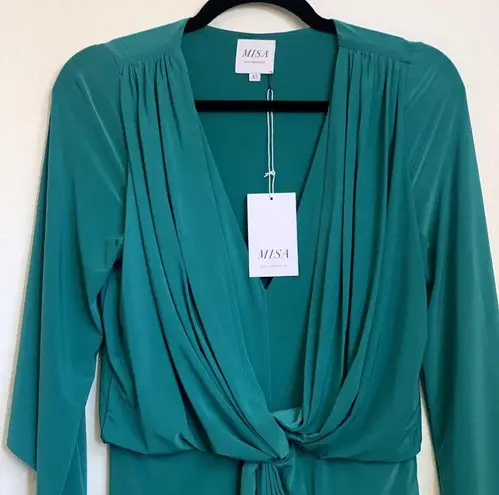 MISA Los Angeles NWT Long Sleeve Knot Dress in Eucalyptus