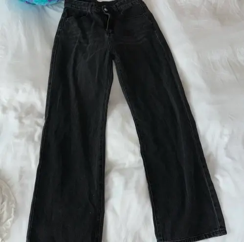 Cider black wide leg loose fit jeans 