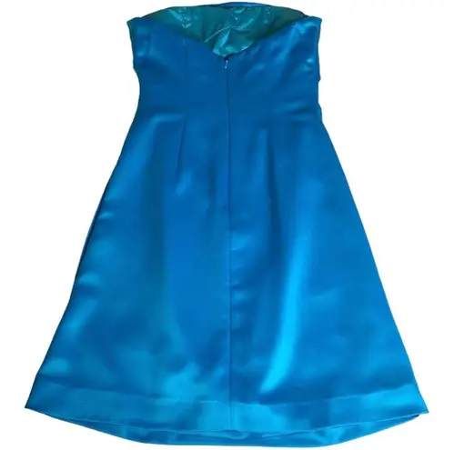 Bill Levkoff ске Sateen Strapless Formal Cocktail Mini Dress ске Aegean Blue ске 6