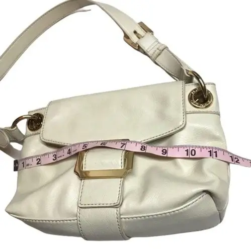 Monet  Shoulder Bag Gold Hardware Cream Vegan Leather Beige Envelope Purse Size M