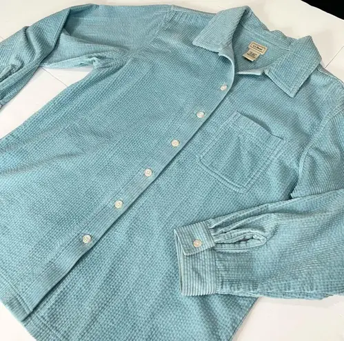 L.L.Bean  Light Blue Wide Wale Corduroy Button Shirt‎ MEDIUM