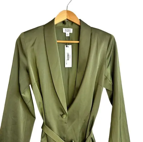 THE DROP SUIT Womens Small Green Satin Blazer Trouser Pants Matching Set NEW