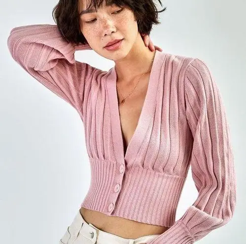 Aritzia Wilfred Plunge Front Cardigan in Pink Size XS