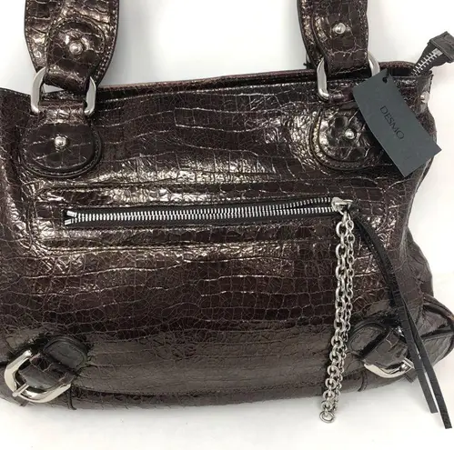 DESMO brown croc embossed biker bag, Italy