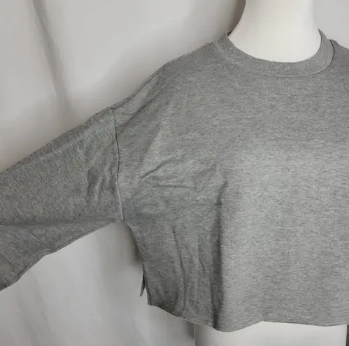 Socialite Gray Long Sleeve Crop Sweatshirt Top Size Large