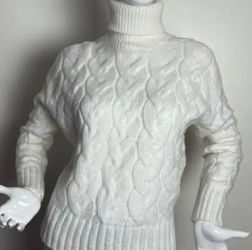 a.n.a NWT . White Cable‎ turtle Sweater Long Sleeve Turtleneck Pullover Large