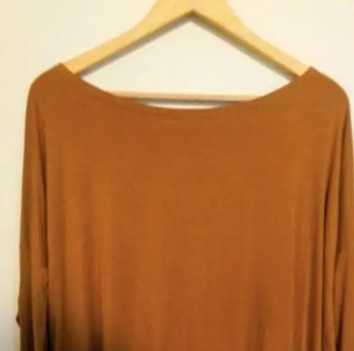 Piko 1988 Loose Fit Long Sleeve Top-Medium-Bamboo Blend-Boat Neck-Mustard-Soft