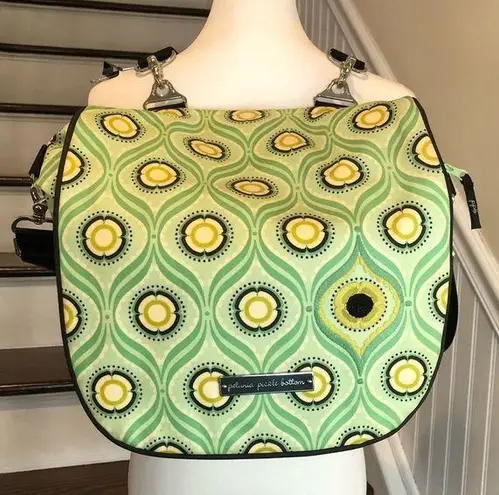 PETUNIA PICKLE BOTTOM Green Yellow Floral Backpack Adjust Crossbody Baby Bag