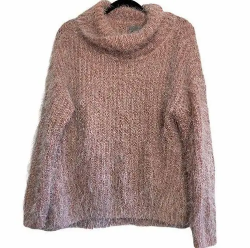 Joseph A . Light Pink Eyelash Cowl Neck Sweater