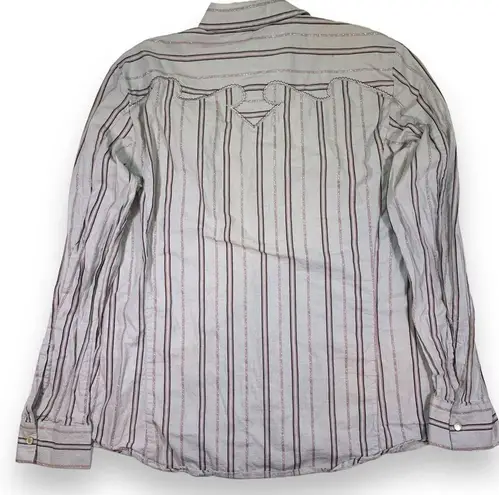 Diesel Striped Glitter Button Up Shirt Western Style Embroidery