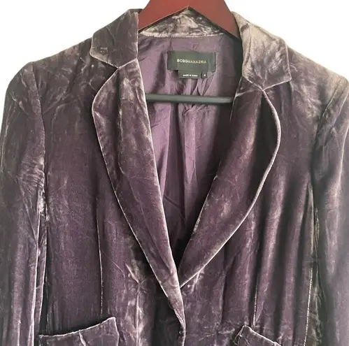 BCBGMAXAZRIA BCGBMaxazria Women Jacket S Purple Crushed Velvet Rocker Y2K Retro Whimsigoth