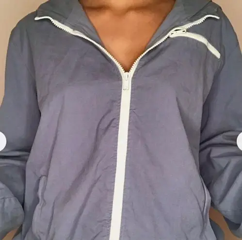 Brandy Melville JOHN GALT  BLUE WINDBREAKER WITH HOODIE AND WHITE ZIPPER O/S