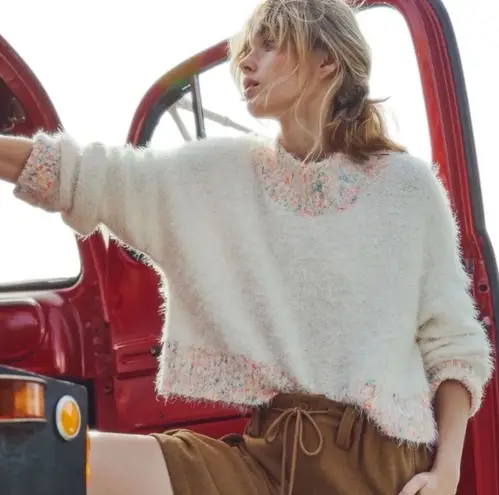 Free People  Stardust Pullover Mock Neck cropped fussy soft warm Sz XS oversized