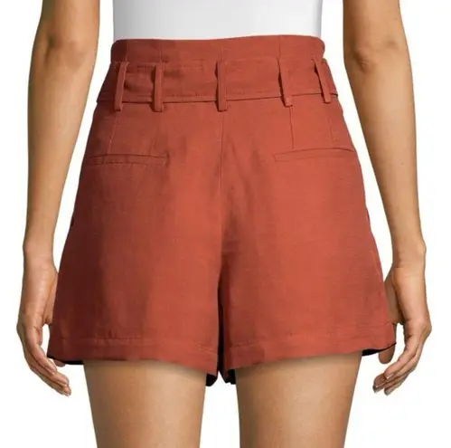 Sandro Paris Eddi Rustic Paperbag Pleated Shorts in Wine size 42 US 10 NWT