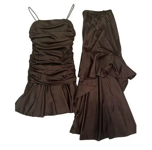 VTG 80’s Lillie Rubin 8 10 Formal Dress Gown Detachable Skirt Black Satin Party