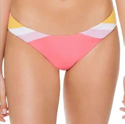 Becca Radiant Side Stripe Colorblock Hipster Bikini Bottoms XS Striped Swim New