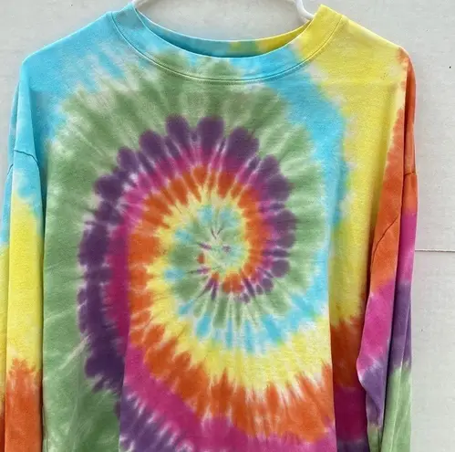 Daydreamer Womens medium cropped Long sleeve bright colorful tie dye tee t-shirt