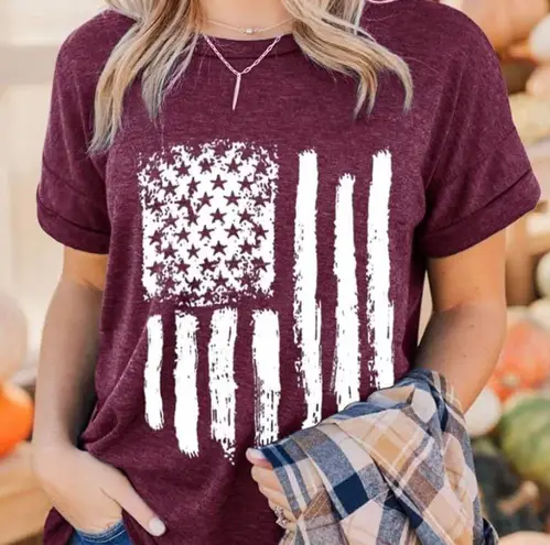 None American Flag Shirt Casual Fouth of July T-Shirt Summer Loose Patriotic Tee Tops