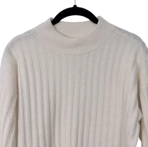 Madewell  Wool Blend Levi Ribbed Mock Cropped Cream Sweater Size Small NWT