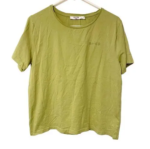 NA-KD  Size XL Cotton Logo Print Tshirt in Sage Green - LGREEN