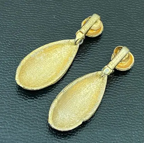 Park Lane Vintage Textured Brushed Gold-tone Reef Themed Teardrop Earrings