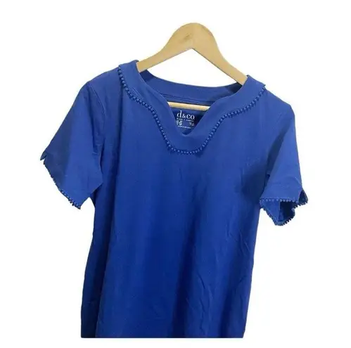 Denim & Co PS Perfect Jersey U-Neck Tunic with Dot Lace A365282 Blue