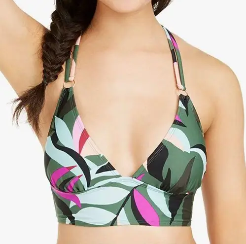 Hula Honey Hyper Tropics Plunge Strappy Swim Top
