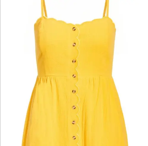 City Chic Yellow Sleeveless Scallop Button MIDI Dress Plus Size XSmall NWT