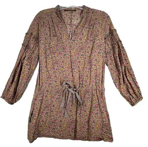 Comptoir Des Cotonniers Shirt Womens Medium 36 Brown Pink Floral Boho Cottage