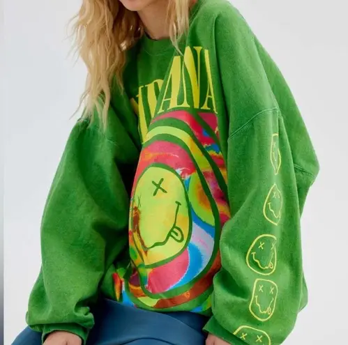 Urban Outfitters Outfitter Nirvana Smile Overdyed Oversized Sweatshirt Limited Color Sz S/M