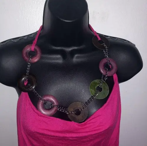 Papaya Hot pink  top w/ attached necklace