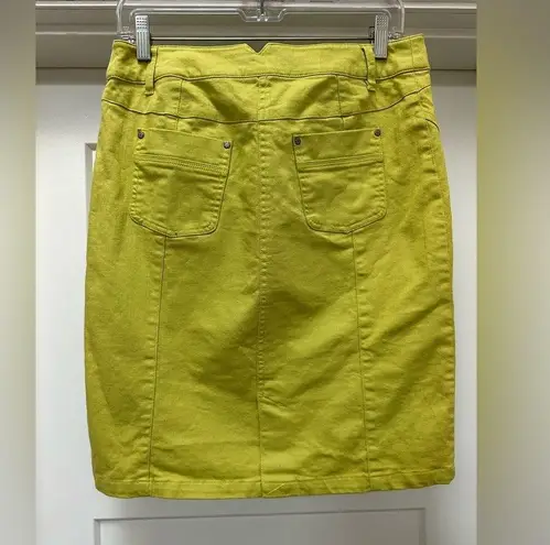 Chartreuse jean midi skirt size 8 Tribal Brand