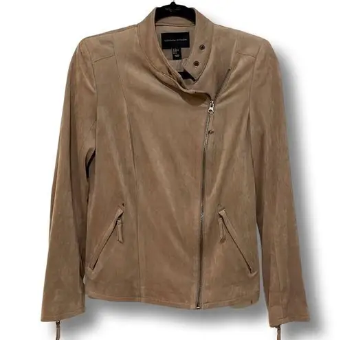 Adrienne Vittadini Tan Faux Suede Moto Jacket