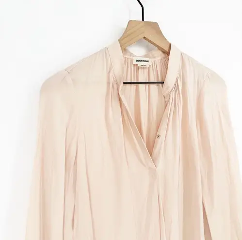 Zadig & Voltaire Tink Relaxed Long Sleeve Satin Blouse Blush Pink Women's XS