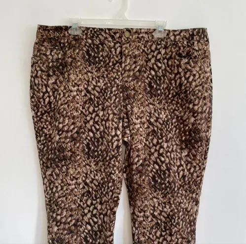 Coldwater Creek Plus Size ? Wild Side Slim Leg Jean Brown Tan Animal Print Jeans