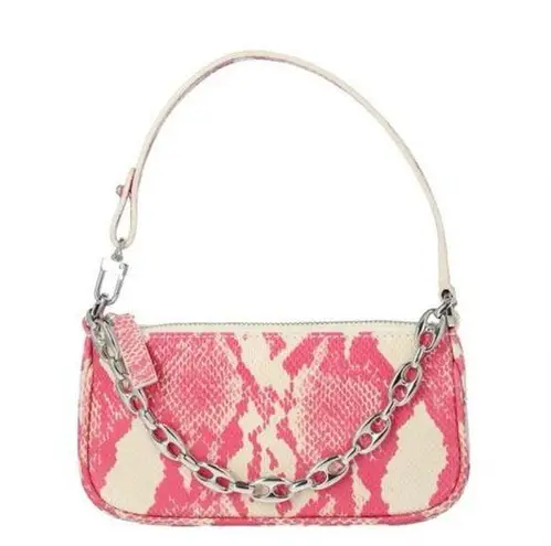 BY FAR Pink Rachel Mini Leather Shoulder Bag