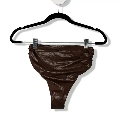 The Attico new women’s wet Lycra coffee high rise bikini bottom XS Brown