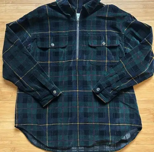 Jones Wear Plaid Velour Half Zip Pullover Mens Fit