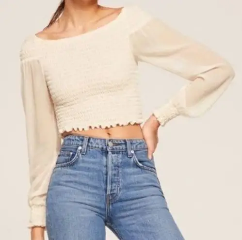 Reformation  long sleeve Smocked crop top size M