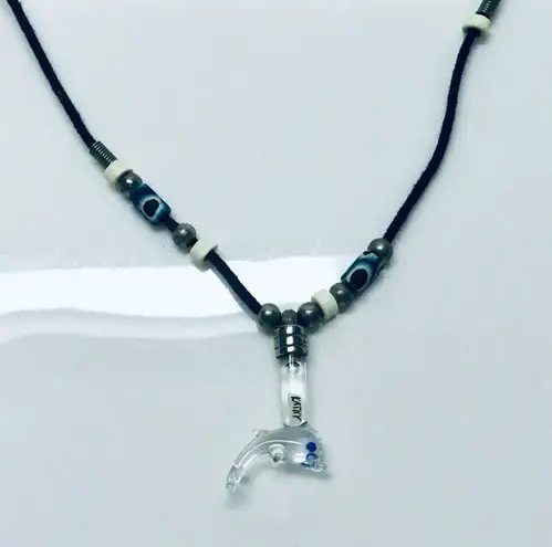 Expandable Glass Dolphin Necklace Black