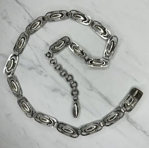 Western Concho Silver Tone Metal Chain Link Belt Size Large L