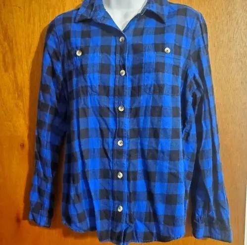 SO Blue and black Buffalo plaid button up shirt