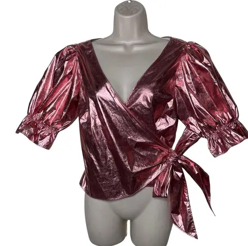 Cinq à Sept  Foil Theo Top tea rose metallic pink sz S